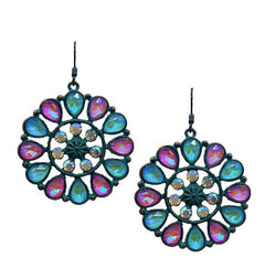 FLOWER CRYSTAL AND GLASS STONE WESTERN EARRING