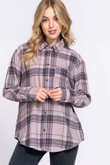 LONG SLEEVE PLAID FLANNEL BUTTON DOWN SHIRT