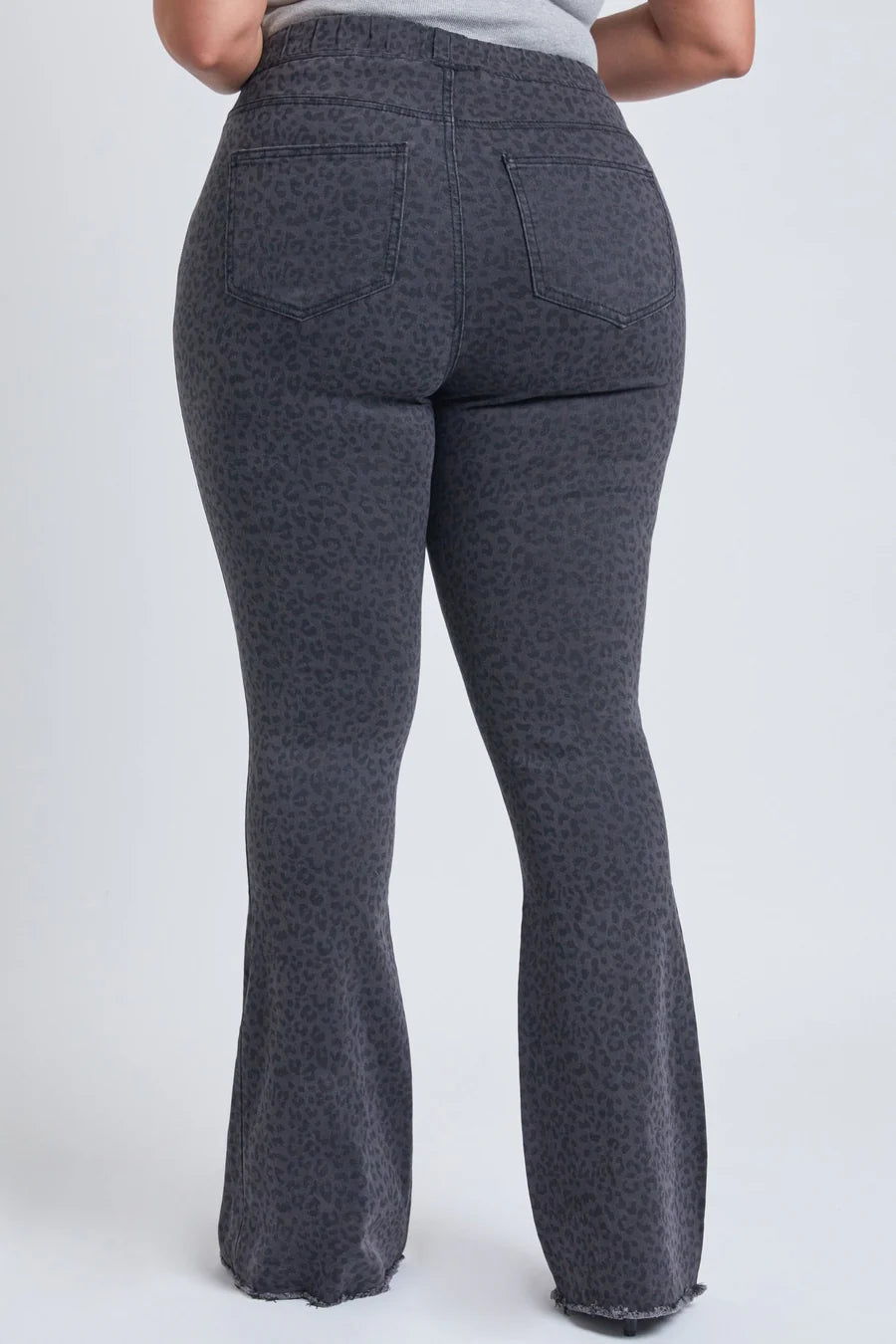 CURVY PULL ON RAW HEM FLARE JOGGERS