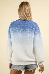 LONG SLEEVE FLEECE OMBRE PRINT PULLOVER