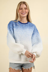 LONG SLEEVE FLEECE OMBRE PRINT PULLOVER