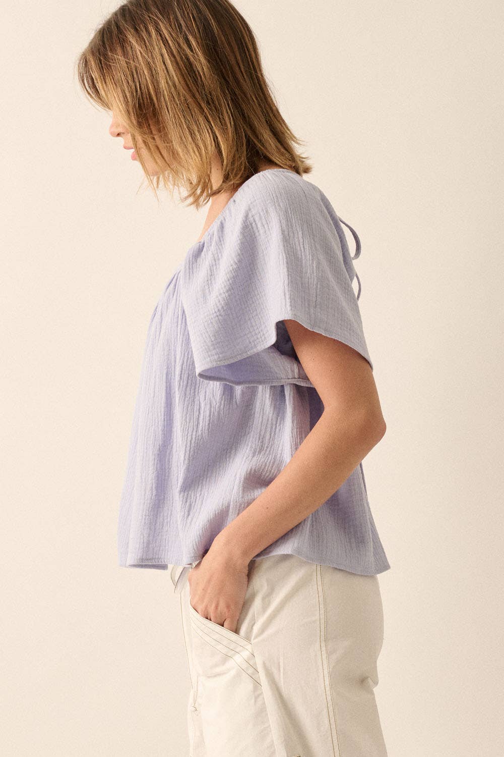 SQUARE NECK TIE BACK BABYDOLL TOP