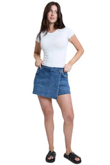 ASYMMETRICAL DENIM SKORT