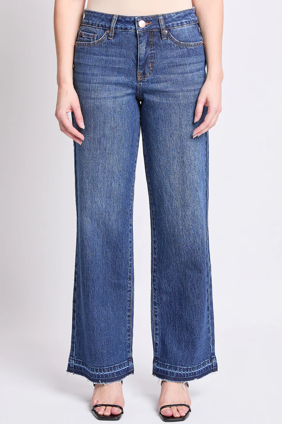HIRISE WIDE LEG JEANS WITH RELEASED HEM