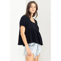 PUFF SLEEVE CROP TOP