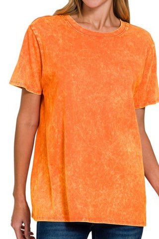 SHORT SLEEVE ROUND NECK MINERAL WASH TEE