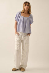 SQUARE NECK TIE BACK BABYDOLL TOP