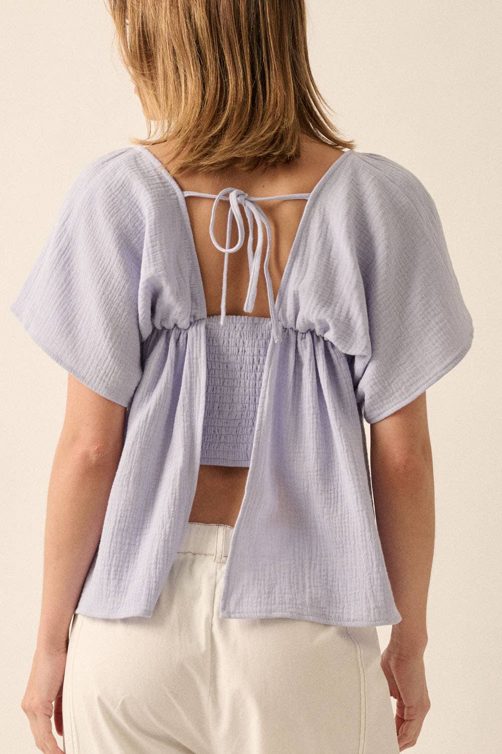 SQUARE NECK TIE BACK BABYDOLL TOP