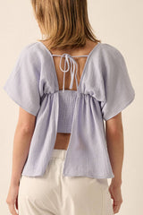 SQUARE NECK TIE BACK BABYDOLL TOP