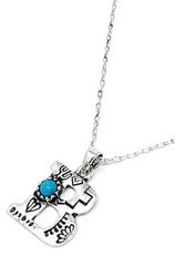 SILVER WESTERN STAMPED INITIAL NECKLACE WITH TURQUOISE