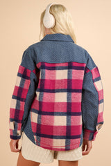 LONG SLEEVE PLAID FLANNEL WITH DENIM CONTRAST