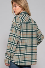 LONG SLEEVE WOOL BLEND PLAID BUTTON DOWN SHIRT JACKET