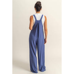 OVERALL JUMPER WITH PLEATED FRONT DETAIL AND POCKETS