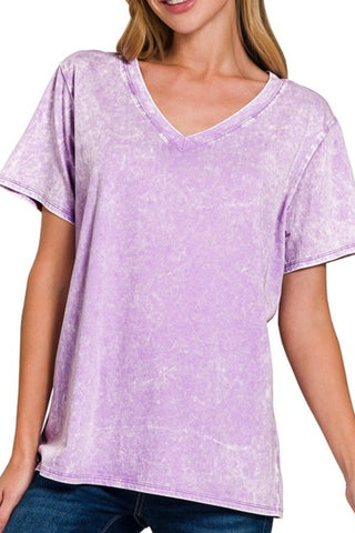 SHORT SLEEVE VNECK MINERAL WASH TEE