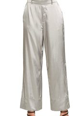 WIDE LEG SATIN PANTS WITH POCKETS