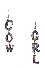 COWGIRL DANGLE EARRINGS WITH AB CRYSTAL DETAIL