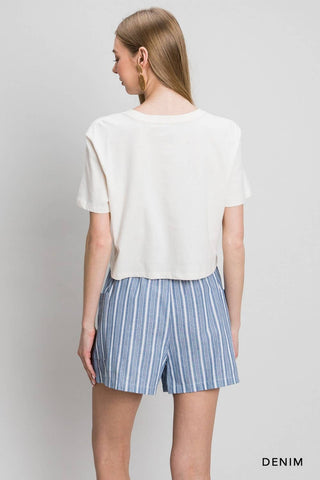 TIE HIWAIST STRIPED SHORTS WITH POCKETS