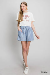 TIE HIWAIST STRIPED SHORTS WITH POCKETS