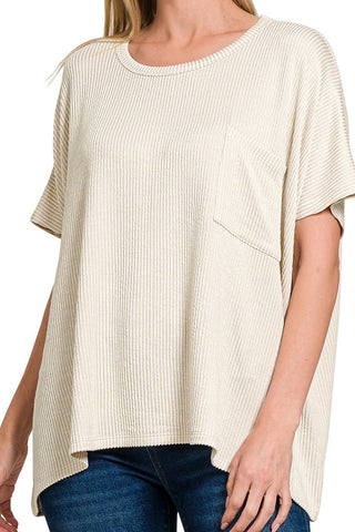 SHORT SLEEVE RIBBED OVERSIZED TEE