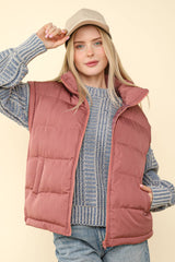 ZIP UP PUFFER VEST WITH SIDE POCKETS