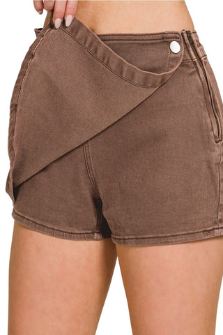 MINERAL WASHED DENIM SKORT