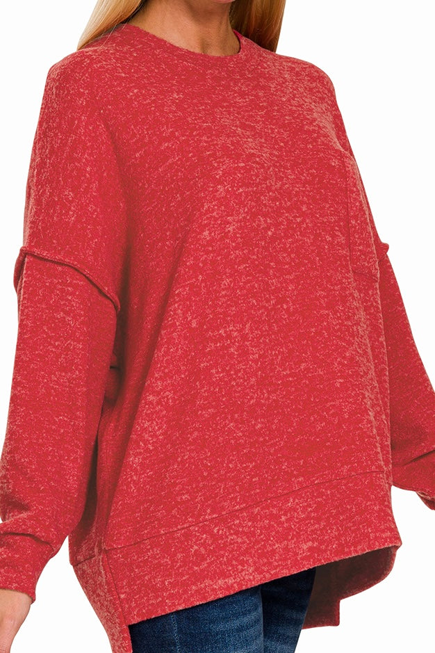 LONG SLEEVE BRUSHED MELANGE OVERSIZED SWEATER