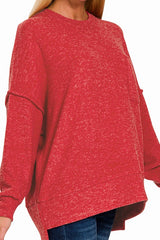 LONG SLEEVE BRUSHED MELANGE OVERSIZED SWEATER
