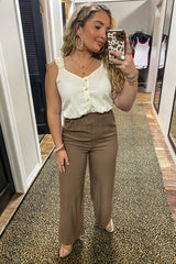 RUFFLE STRAP TWO TONE WIDE LEG JUMPSUIT