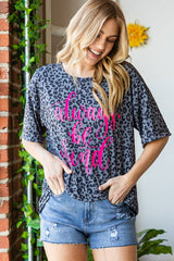 SHORT SLEEVE LEOPARD PRINT ALWAYS BE KIND GRAPHIC T