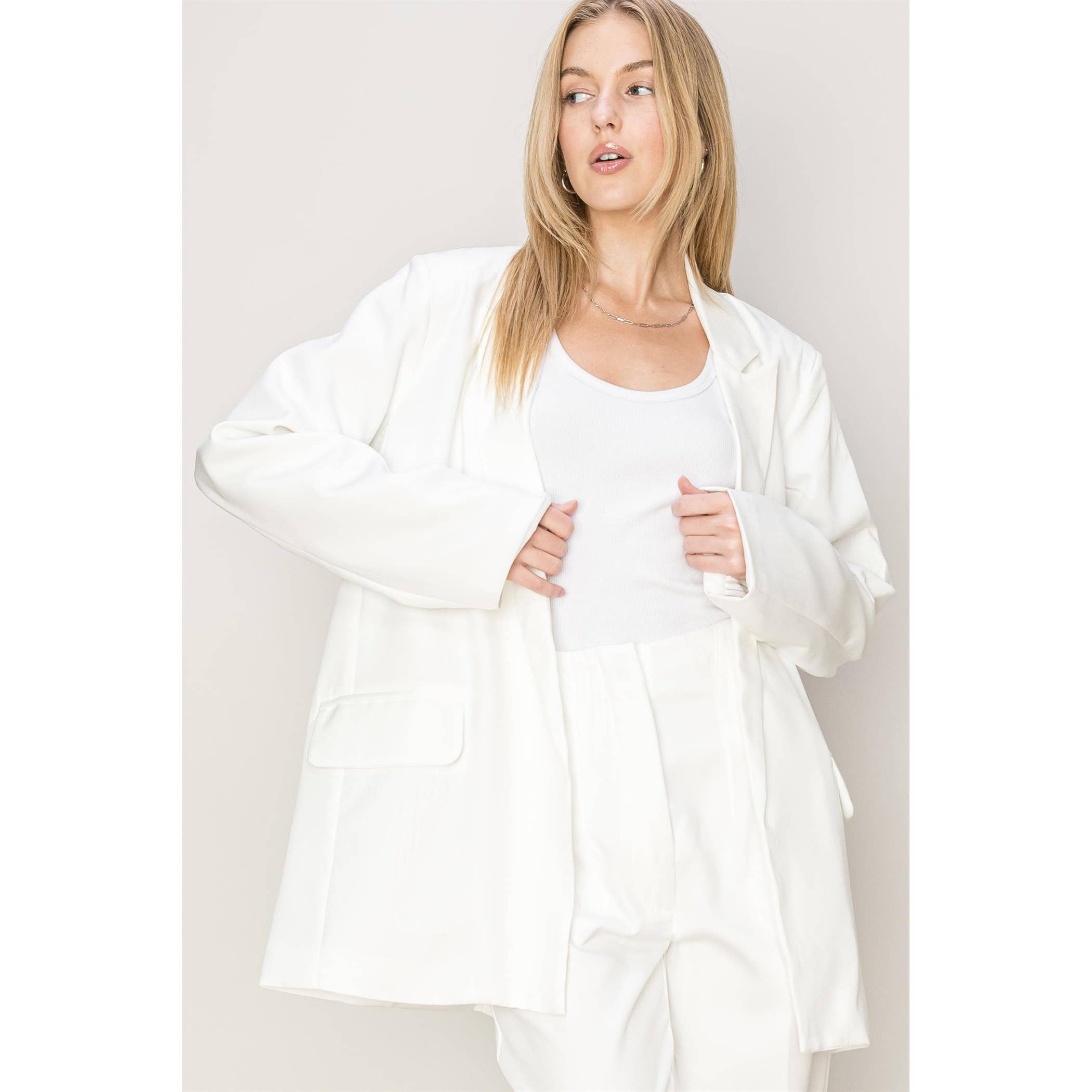 OPEN FRONT LONG SLEEVE BLAZER