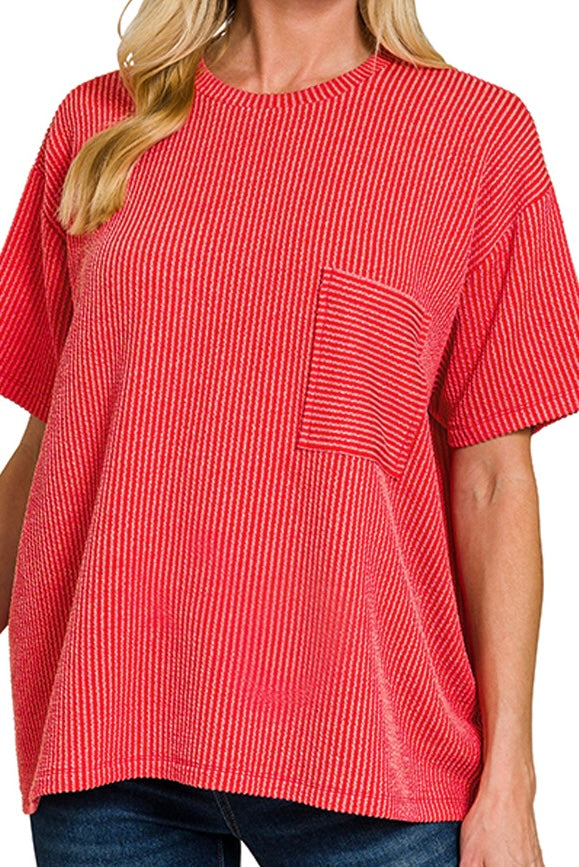 SHORT SLEEVE RIBBED OVERSIZED TEE