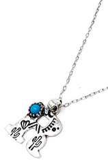 SILVER WESTERN STAMPED INITIAL NECKLACE WITH TURQUOISE