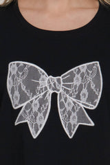 Short Sleeve Crew Neck Lace Patch Oversize Cotton Jersey Top