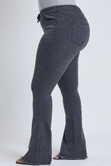CURVY PULL ON RAW HEM FLARE JOGGERS