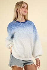 LONG SLEEVE FLEECE OMBRE PRINT PULLOVER