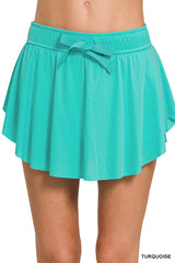 RUFFLE HEM TENNIS SKIRT WITH HIDDEN SHORTS