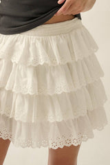 EYELET LACE TIERED SKIRT
