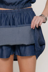 Sleeveless Elastic Hem Top & Inner Shorts Skirt Lyocell Set