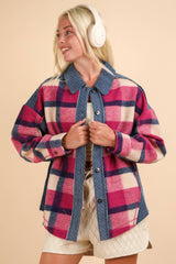 LONG SLEEVE PLAID FLANNEL WITH DENIM CONTRAST