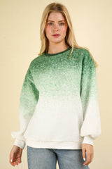 LONG SLEEVE FLEECE OMBRE PRINT PULLOVER