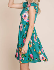 FLORAL FLUTTER SLEEVE DRESS