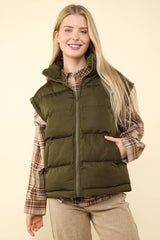 ZIP UP PUFFER VEST WITH SIDE POCKETS