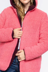 REVERSIBLE SHERPA JACKET WITH HOOD