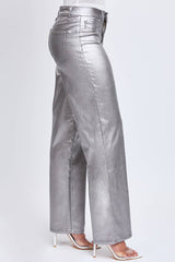 HIRISE METALLIC STRAIGHT LEG JEANS