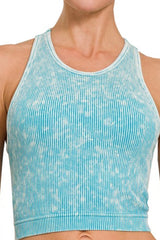 RACER BACK MINERAL WASHED RIBBED PADDED BRALETTE