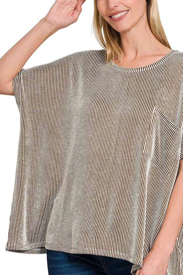 SHORT SLEEVE RIBBED OVERSIZED TEE