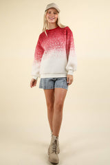 LONG SLEEVE FLEECE OMBRE PRINT PULLOVER