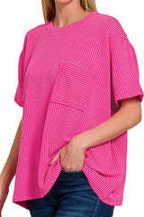 SHORT SLEEVE RIBBED OVERSIZED TEE