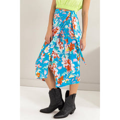 FLORAL PRINT WRAP AND TIE SKIRT