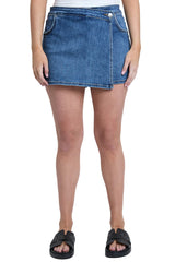 ASYMMETRICAL DENIM SKORT